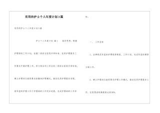 实用的护士个人年度计划3篇