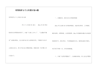 实用的护士个人年度计划4篇