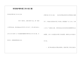 实用的护理年度工作计划三篇