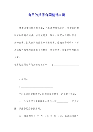实用的担保合同精选5篇