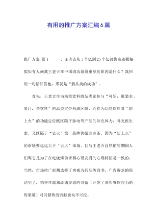 实用的推广方案汇编6篇