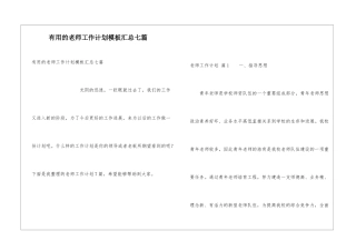 实用的教师工作计划模板汇总七篇