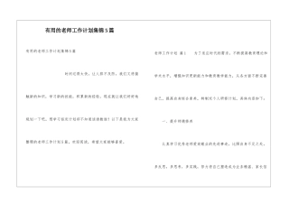 实用的教师工作计划集锦5篇
