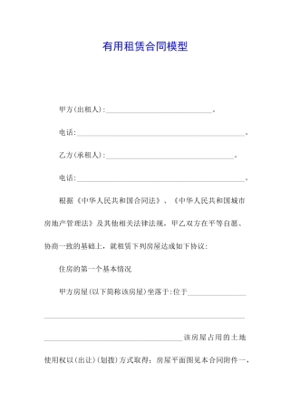 实用租赁合同模型