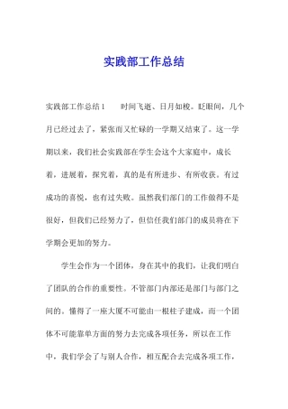 实践部工作总结
