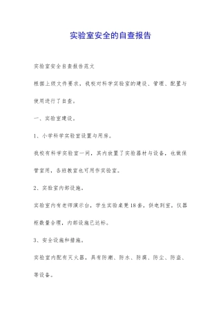 实验室安全的自查报告-