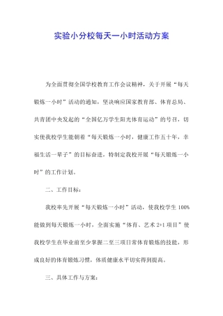 实验小分校每天一小时活动方案