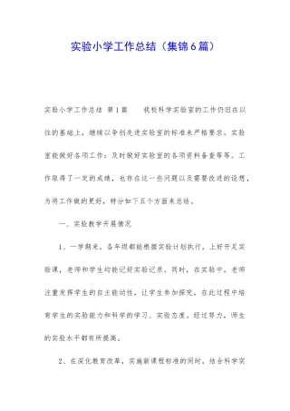 实验小学工作总结