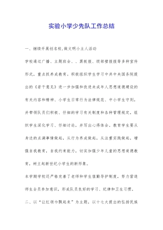 实验小学少先队工作总结-