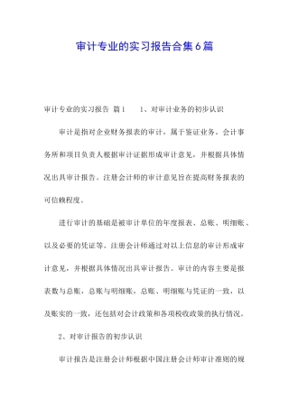 审计专业的实习报告合集6篇