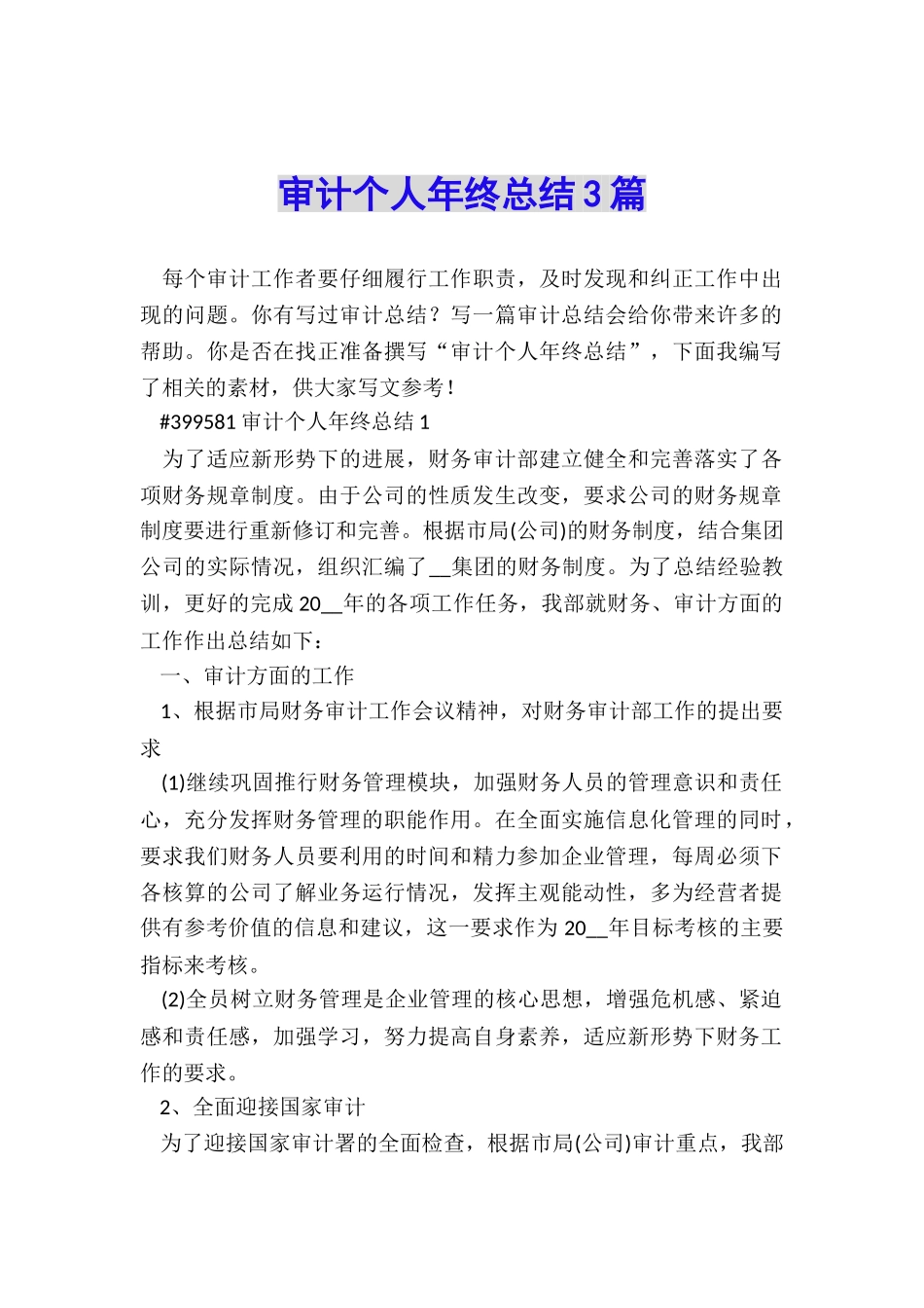 审计个人年终总结3篇_第1页