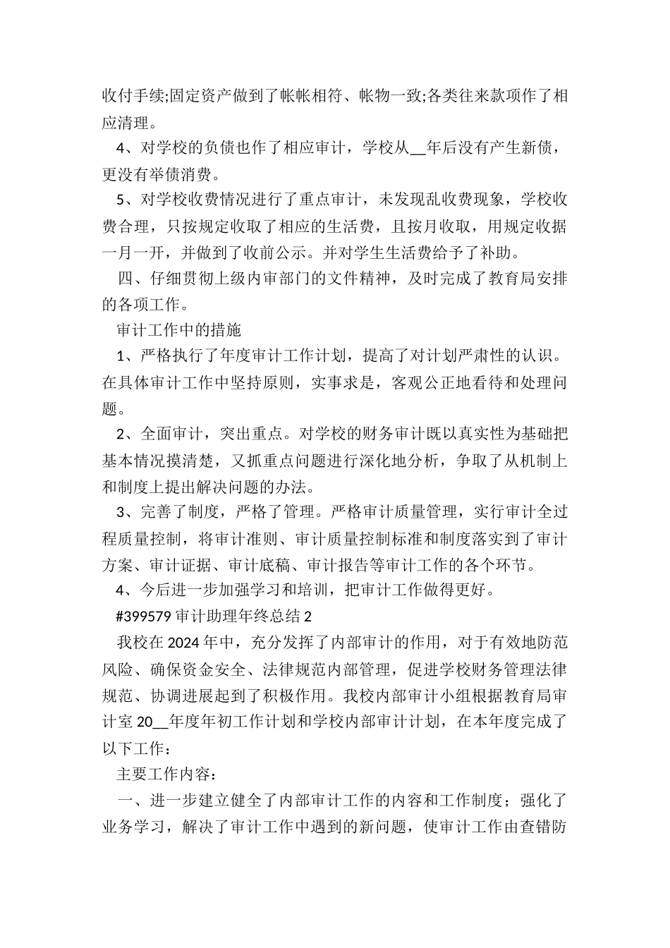 审计助理年终总结模板3篇_第2页