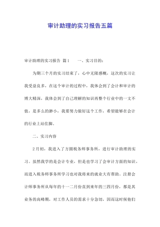 审计助理的实习报告五篇
