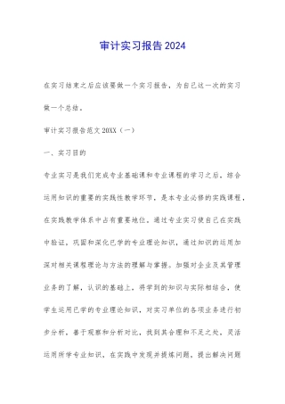 审计实习报告2024-