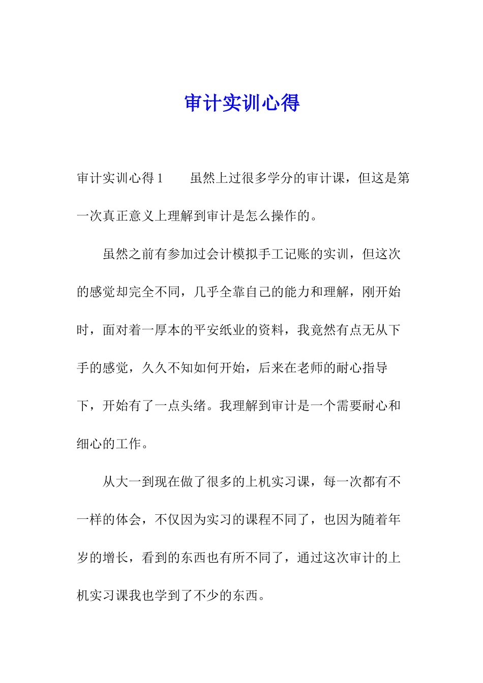 审计实训心得_第1页