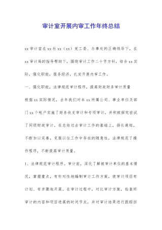 审计室开展内审工作年终总结-