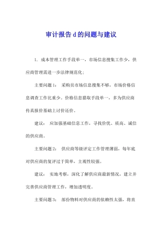 审计报告d的问题与建议