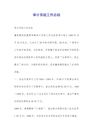 审计系统工作总结-