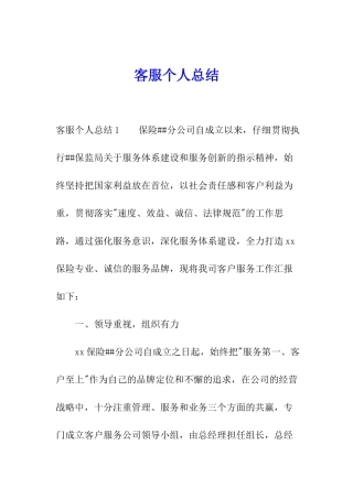 客服个人总结