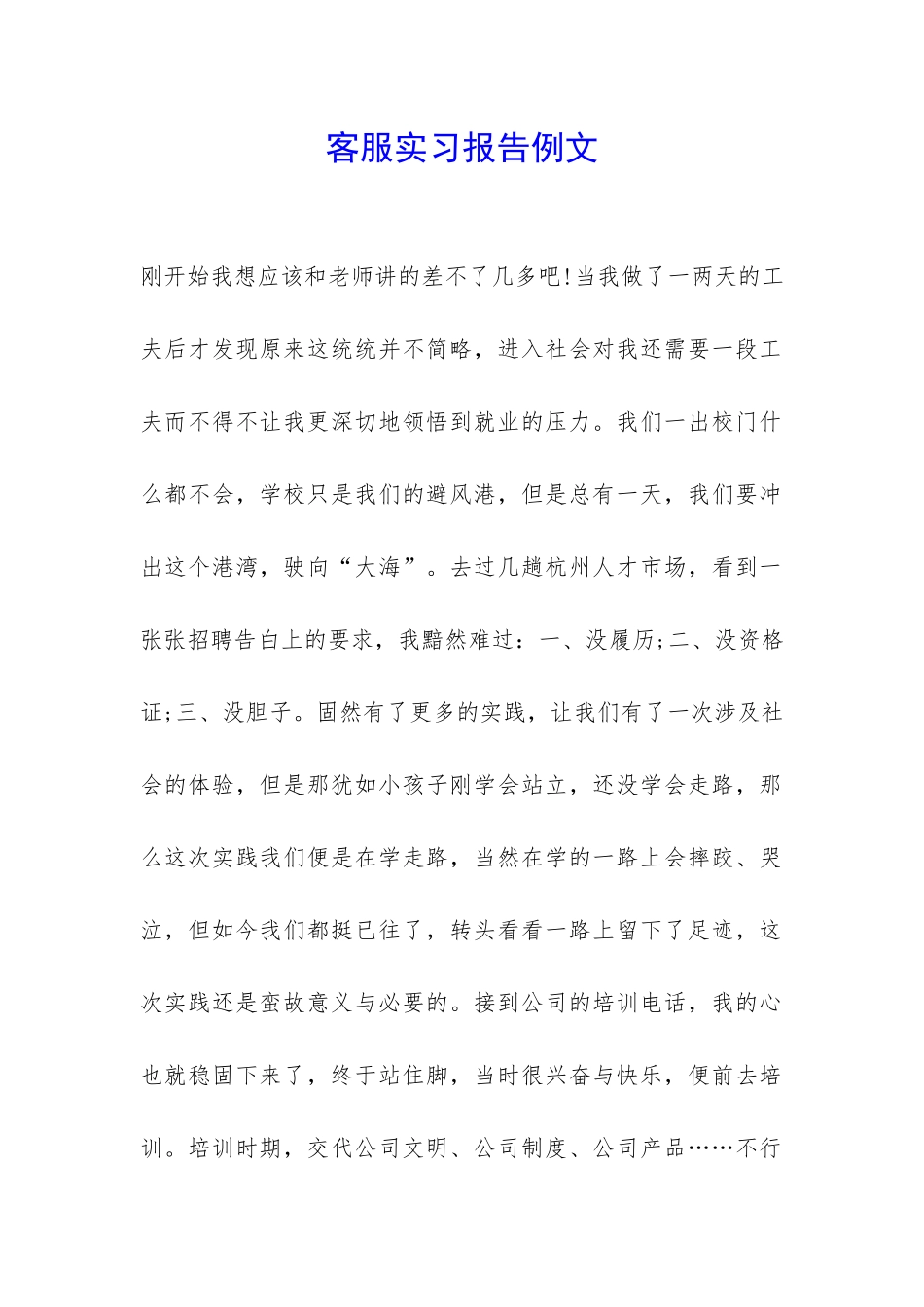 客服实习报告例文-_第1页