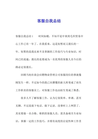 客服自我总结