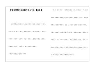 客服试用期转正自我评价与不足-