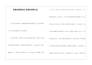 客服试用期总结客服试用期小结