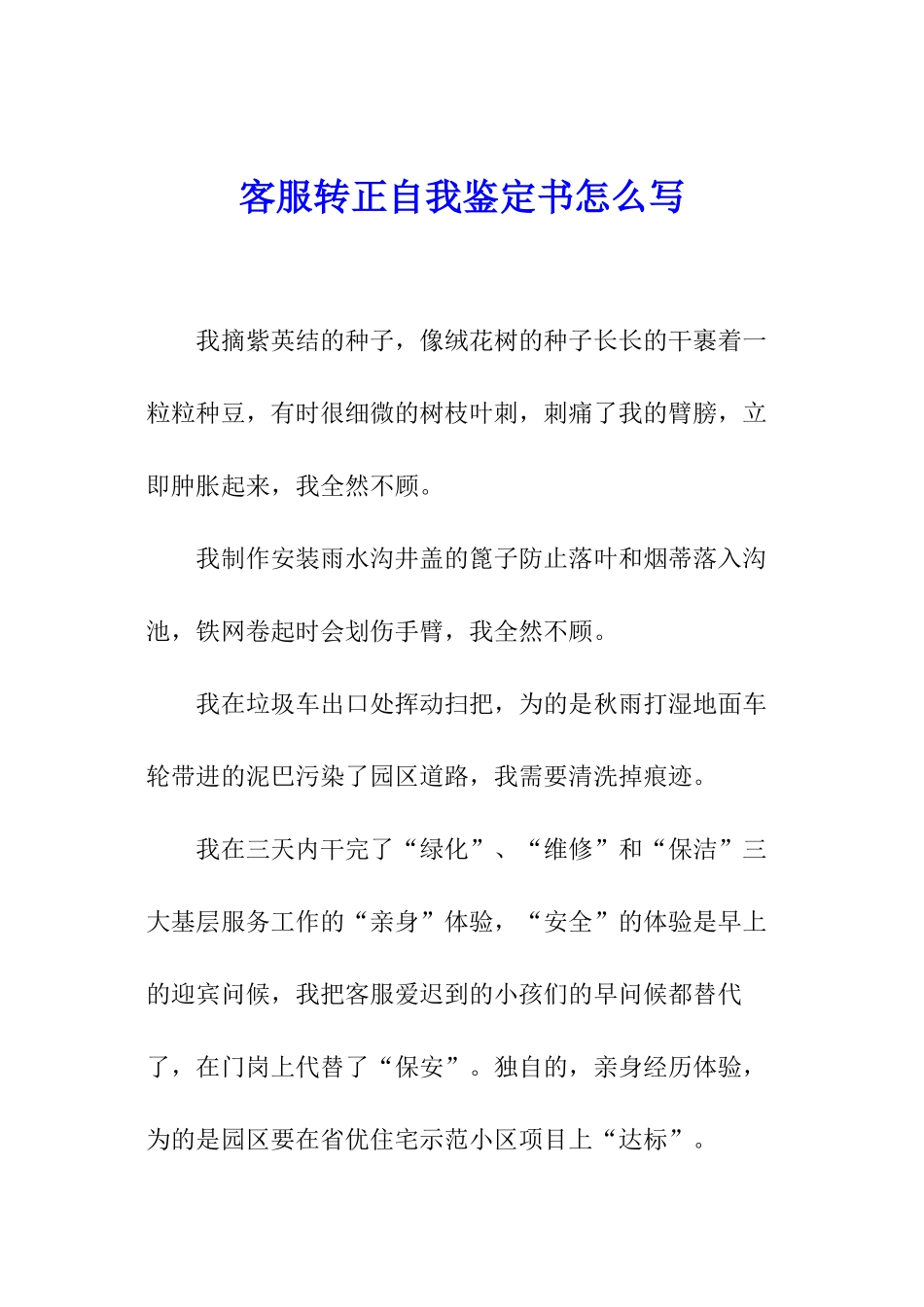 客服转正自我鉴定书怎么写_第1页