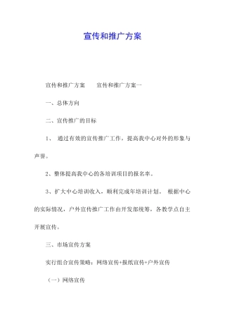 宣传和推广方案