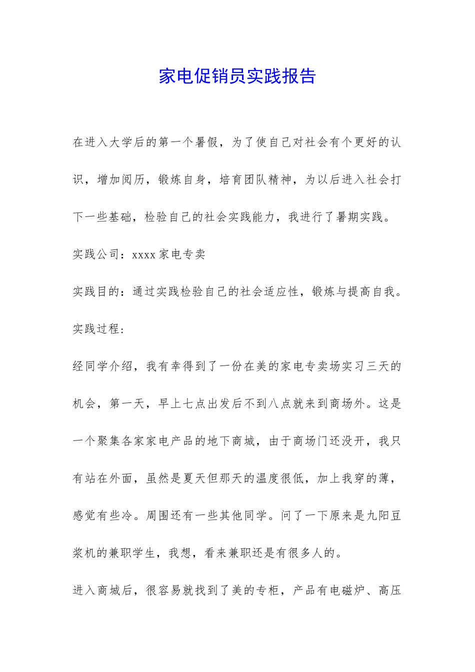 家电促销员实践报告-_第1页