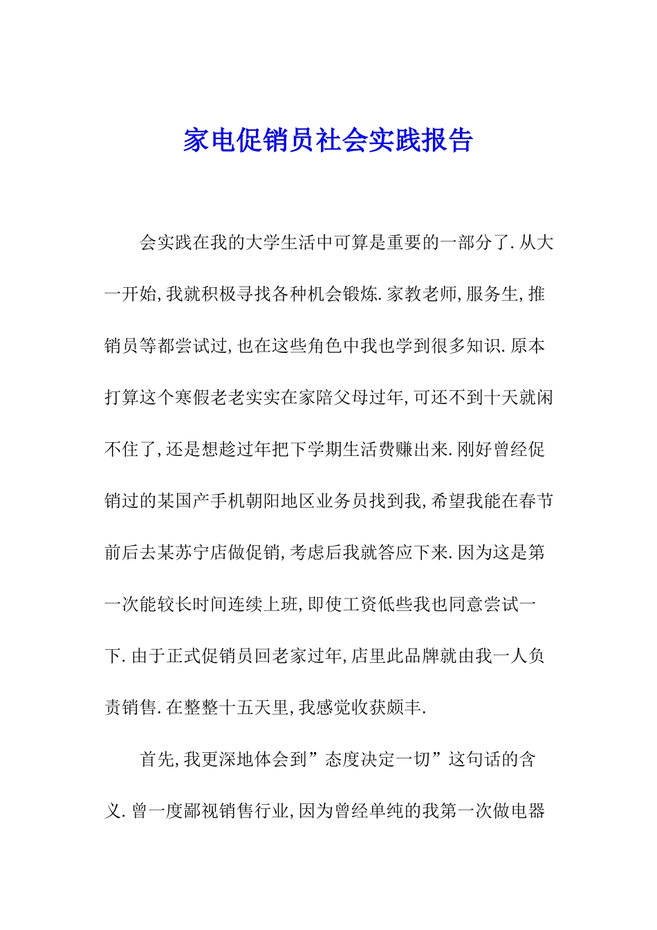 家电促销员社会实践报告_第1页