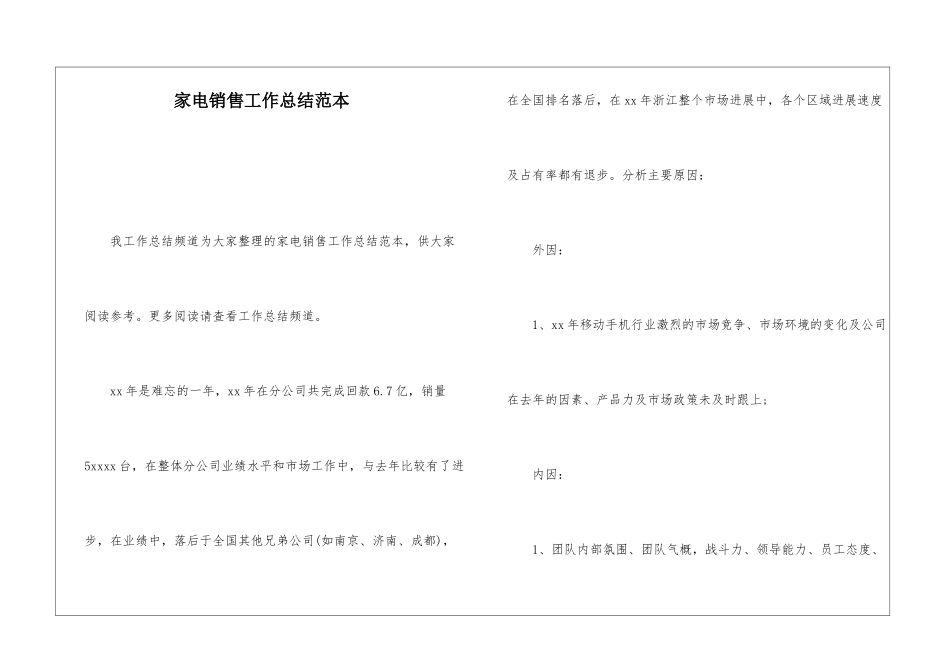 家电销售工作总结范本_第1页