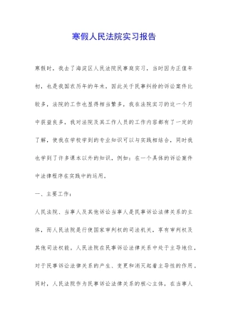 寒假人民法院实习报告-