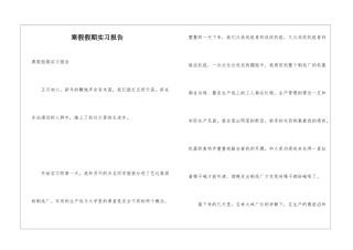 寒假假期实习报告