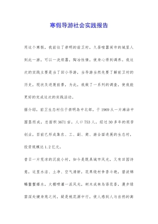 寒假导游社会实践报告-
