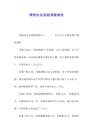 寒假社会实践调查报告