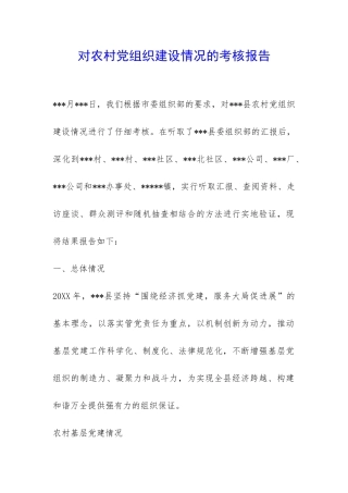 对农村党组织建设情况的考核报告-