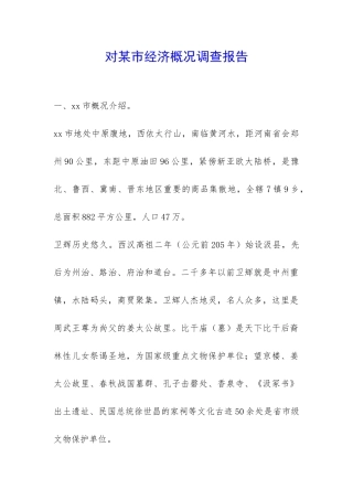 对某市经济概况调查报告-