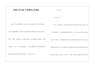 导师工作小结大学导师工作总结