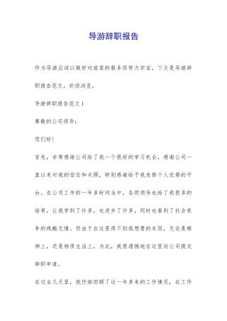 导游辞职报告-