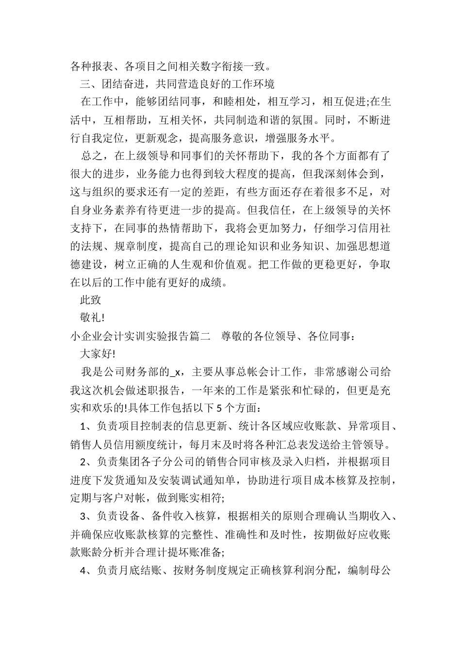 小企业会计实训实验报告_第2页