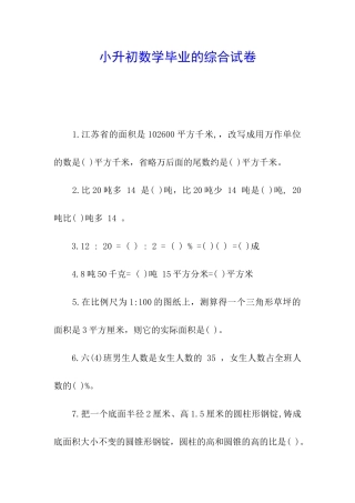 小升初数学毕业的综合试卷