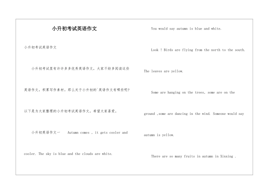 小升初考试英语作文_第1页