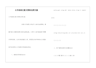 小升初语文复习资料北师大版