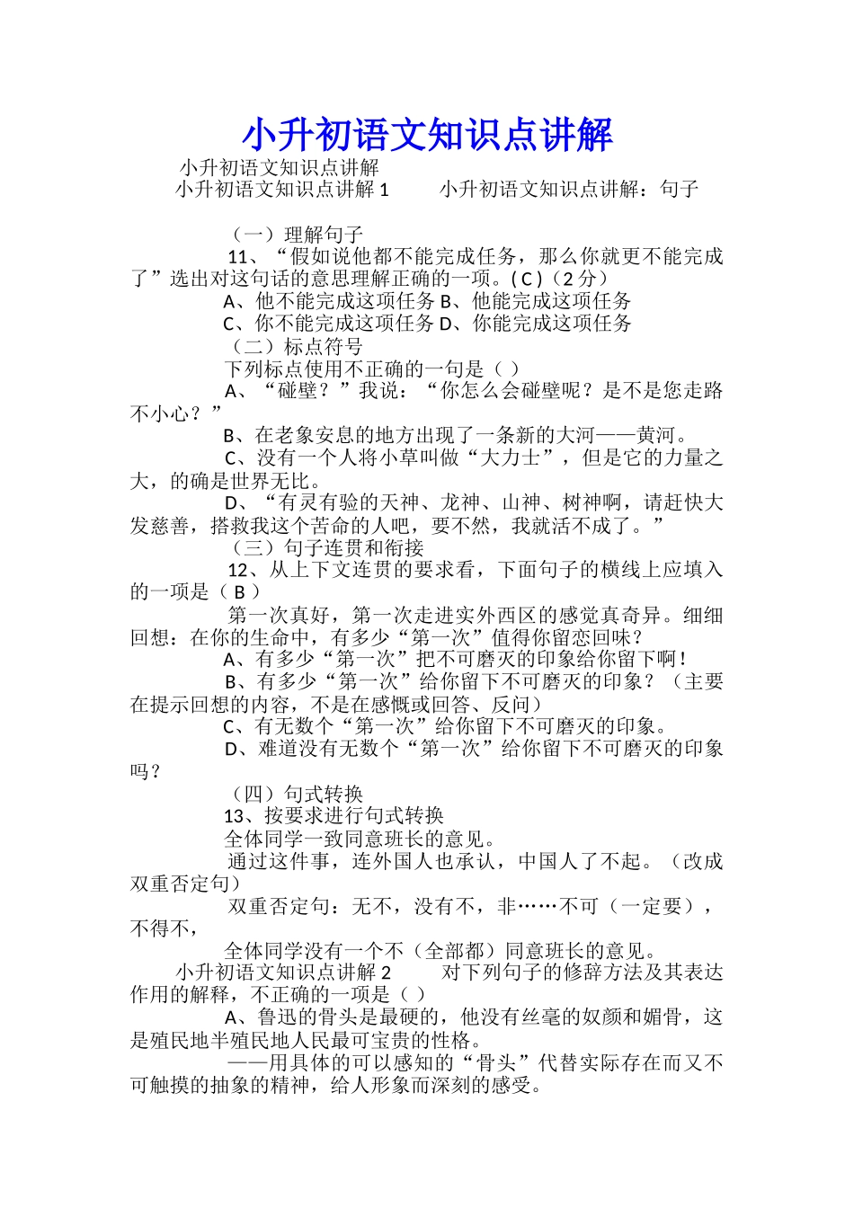 小升初语文知识点讲解_第1页