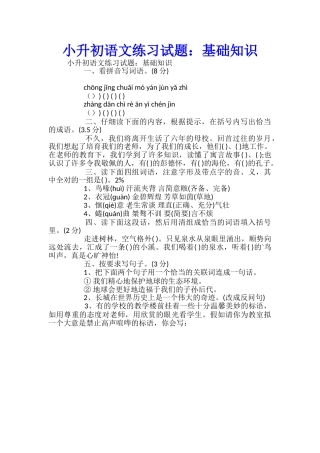 小升初语文练习试题：基础知识