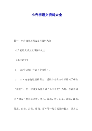 小升初语文资料大全