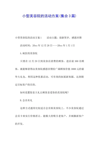 小型美容院的活动方案