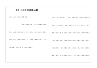 小学个人工作计划锦集10篇