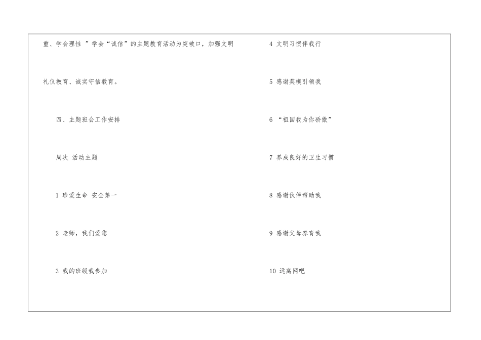 小学主题班会活动计划_第3页